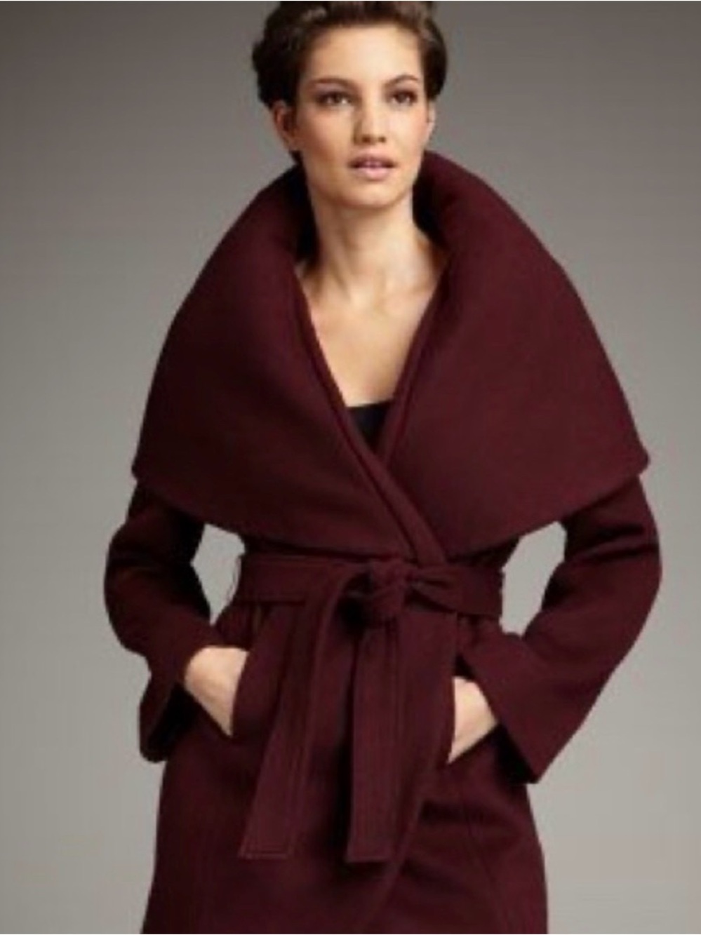 Elie Tahari Marla Wool Wrap Coat size M